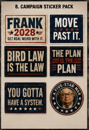 Frank 2028 campaign sticker pack